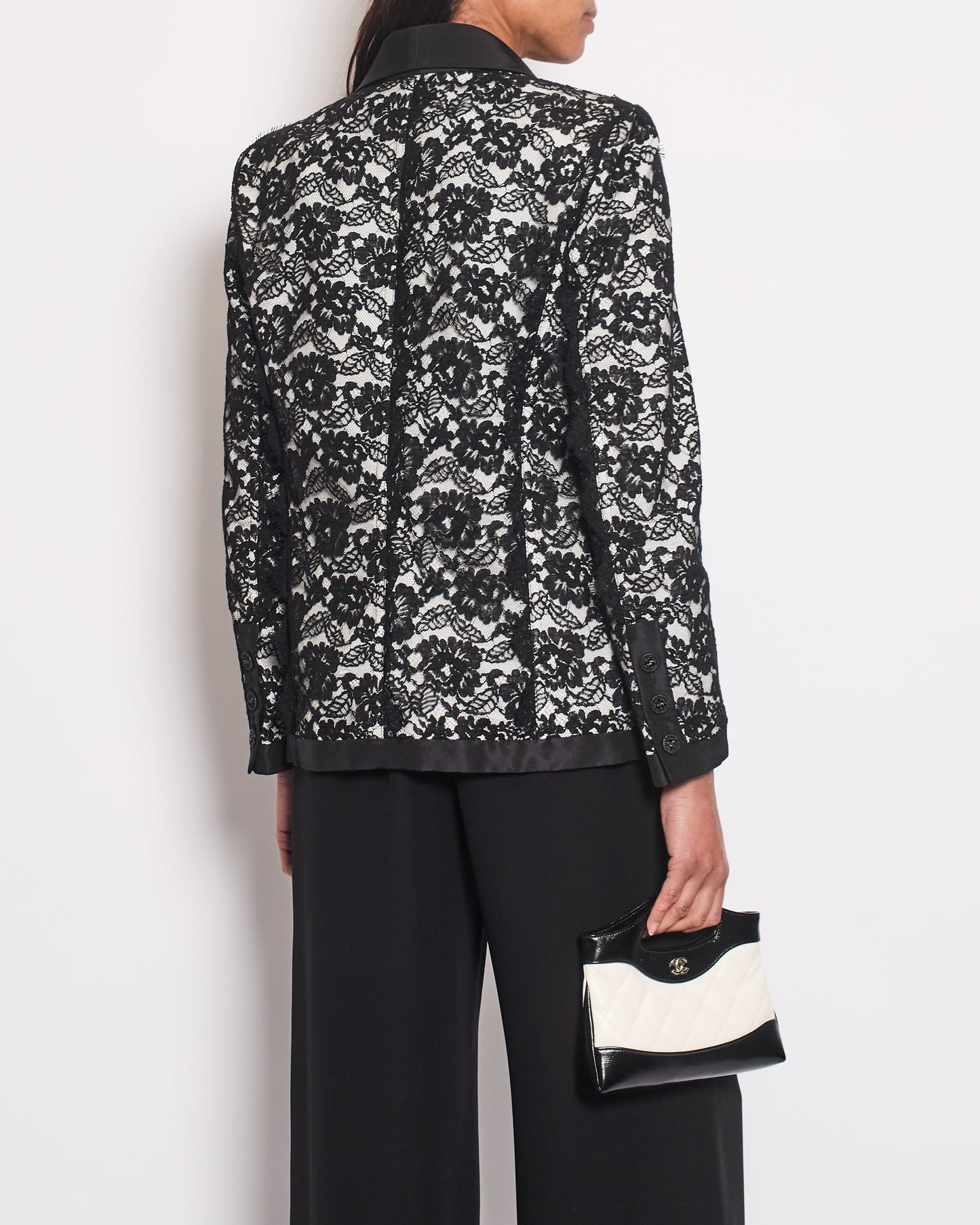 Chanel Black Double Breasted Lace Blazer with Matching Short Sleeve Vest Size FR 42 (UK 14) Accessory
