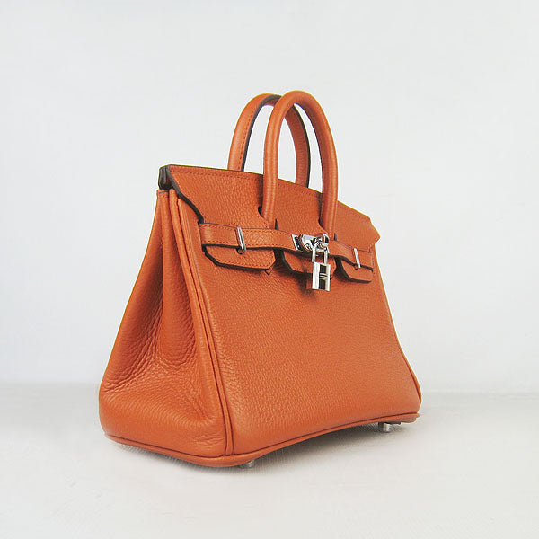 Hermes Luxury Birkin Cm Handbag Orange Silver Travel Bag
