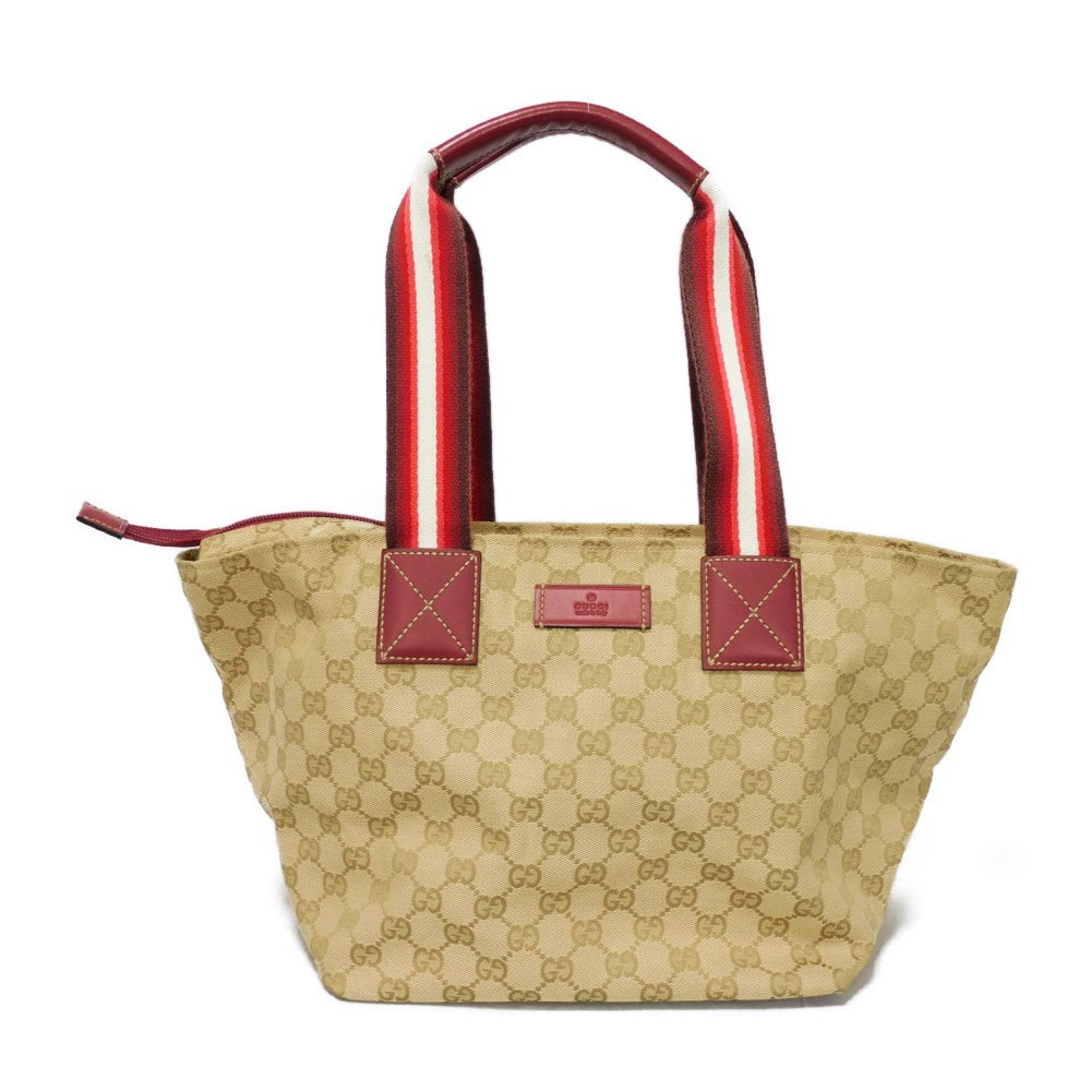 Gucci GG x logo embossed patch Leather Canvas Calf Beige Tote Bag