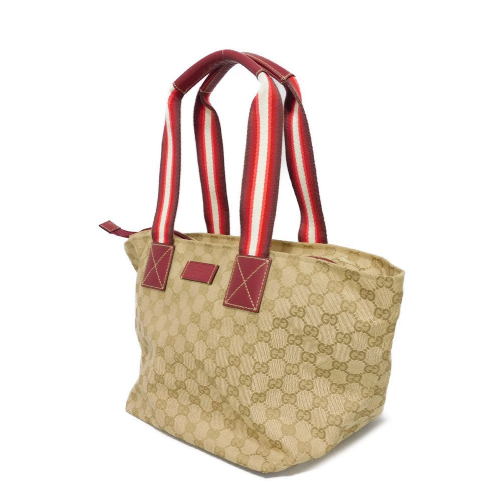 Gucci GG x logo embossed patch Leather Canvas Calf Beige Tote Bag