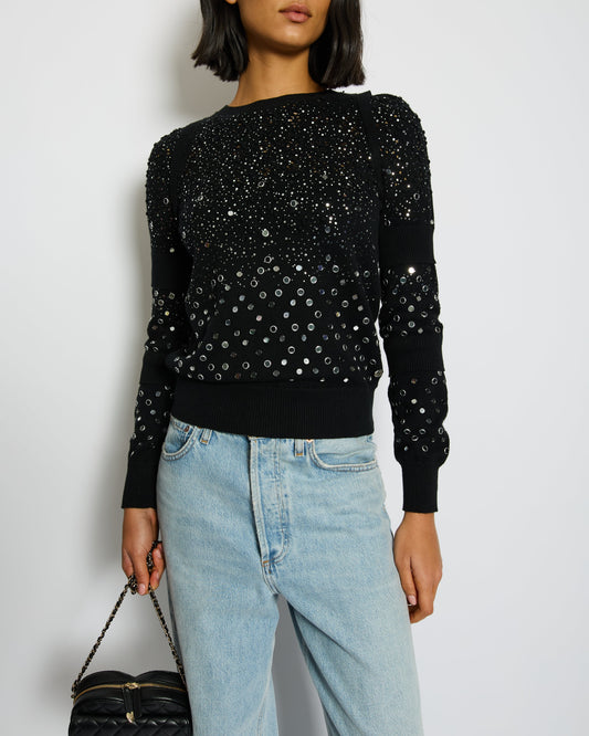 Chanel Black Embellished Jumper with CC Logo and Sequin Details Size FR 34 (UK 6) Accessory