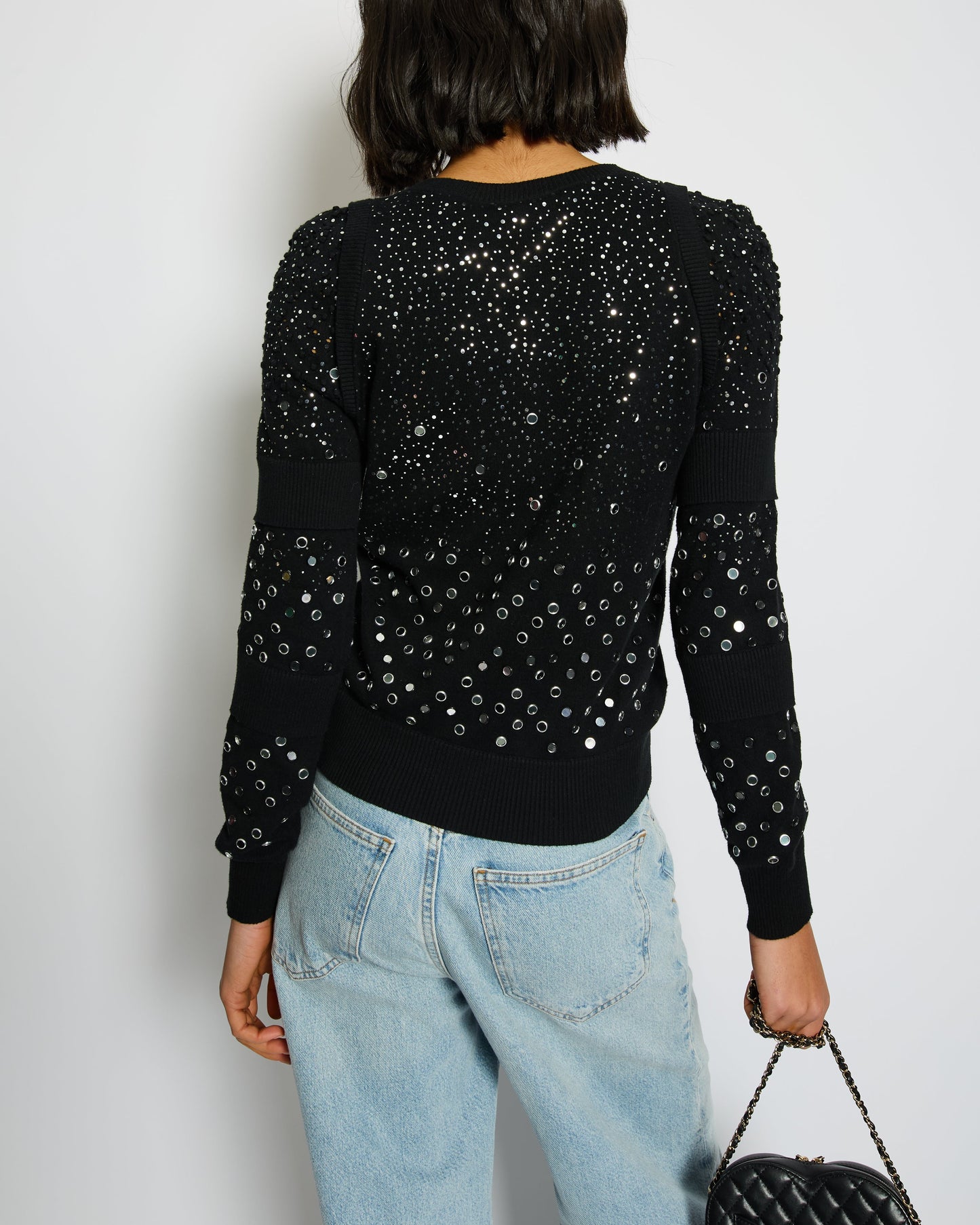 Chanel Black Embellished Jumper with CC Logo and Sequin Details Size FR 34 (UK 6) Accessory