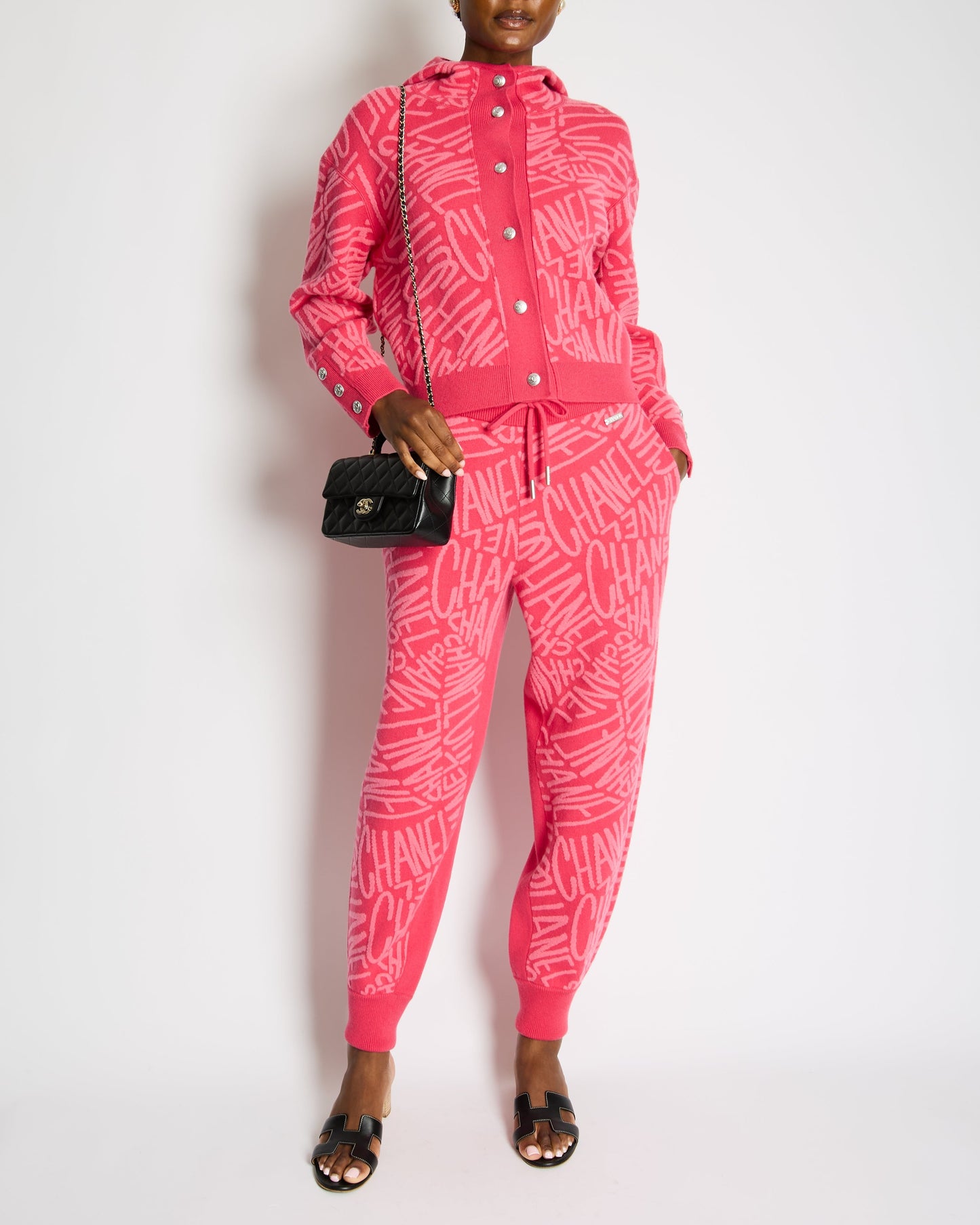 Chanel Hot Pink Cashmere Joggers with Logo Details Size FR 40 (UK 12) RRP £2,370 Accessory