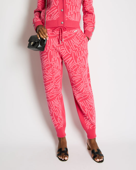 Chanel Hot Pink Cashmere Joggers with Logo Details Size FR 40 (UK 12) RRP £2,370 Accessory