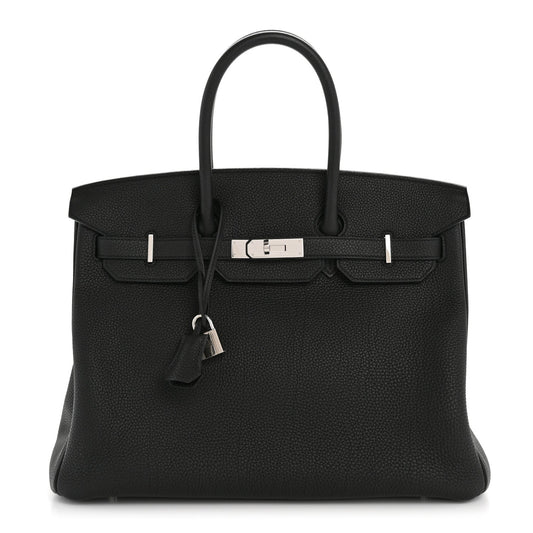 Hermes Togo Birkin Handbag Black Travel Bag 35 Black 1767379