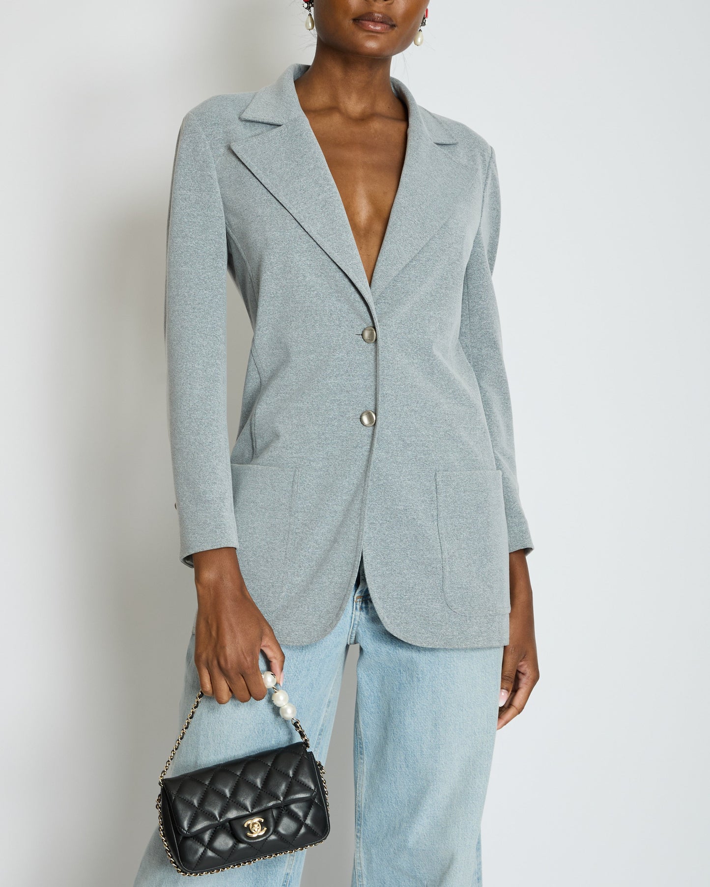 Chanel 98/A Grey Single Breasted Blazer Size FR 38 (UK 10) Accessory