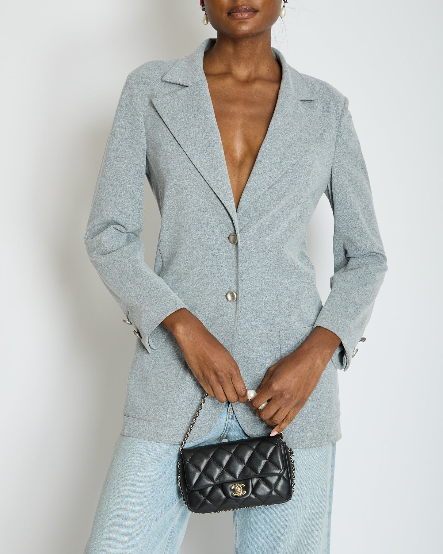 Chanel 98/A Grey Single Breasted Blazer Size FR 38 (UK 10) Accessory