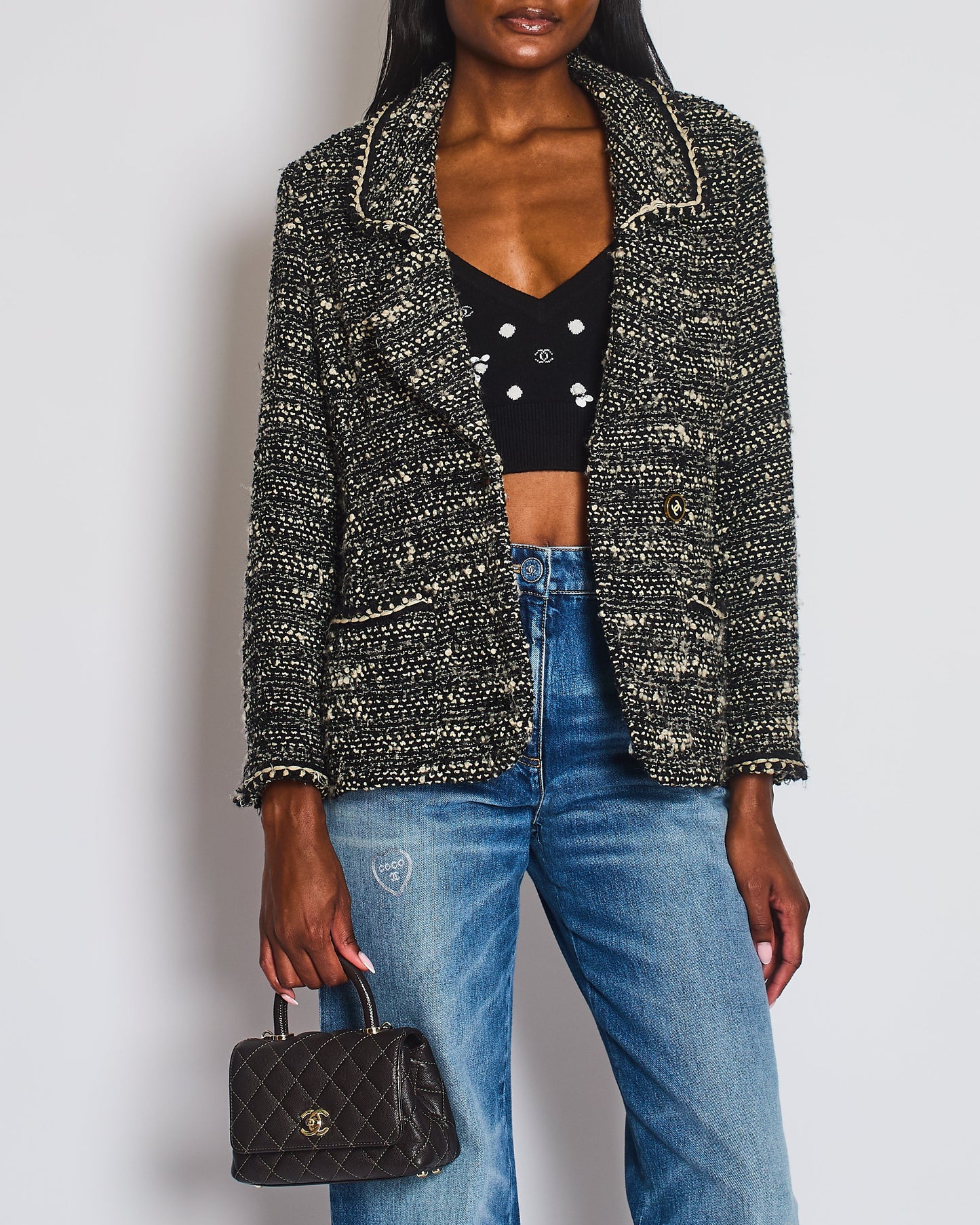 Chanel Single Breasted Wool Jacket with CC Button Detail Size FR 38 (UK 10)