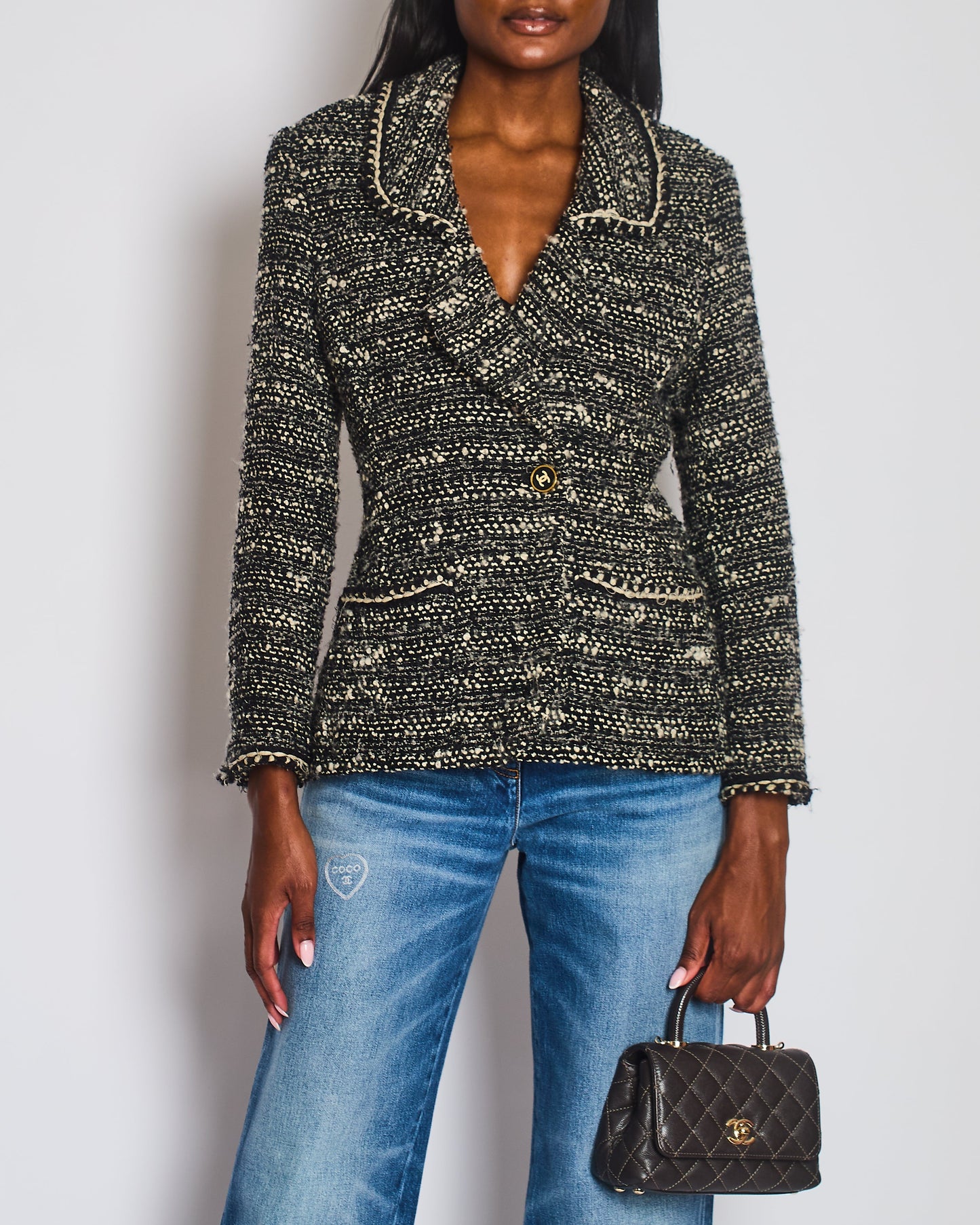 Chanel Single Breasted Wool Jacket with CC Button Detail Size FR 38 (UK 10)