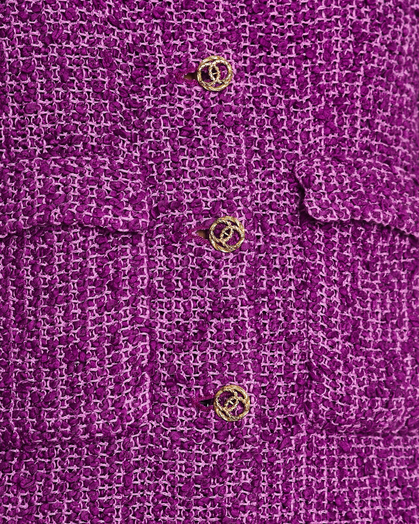 Chanel Purple Tweed Blazer with CC Buttons and Pockets Detail Size FR 44 (UK 16) Accessory