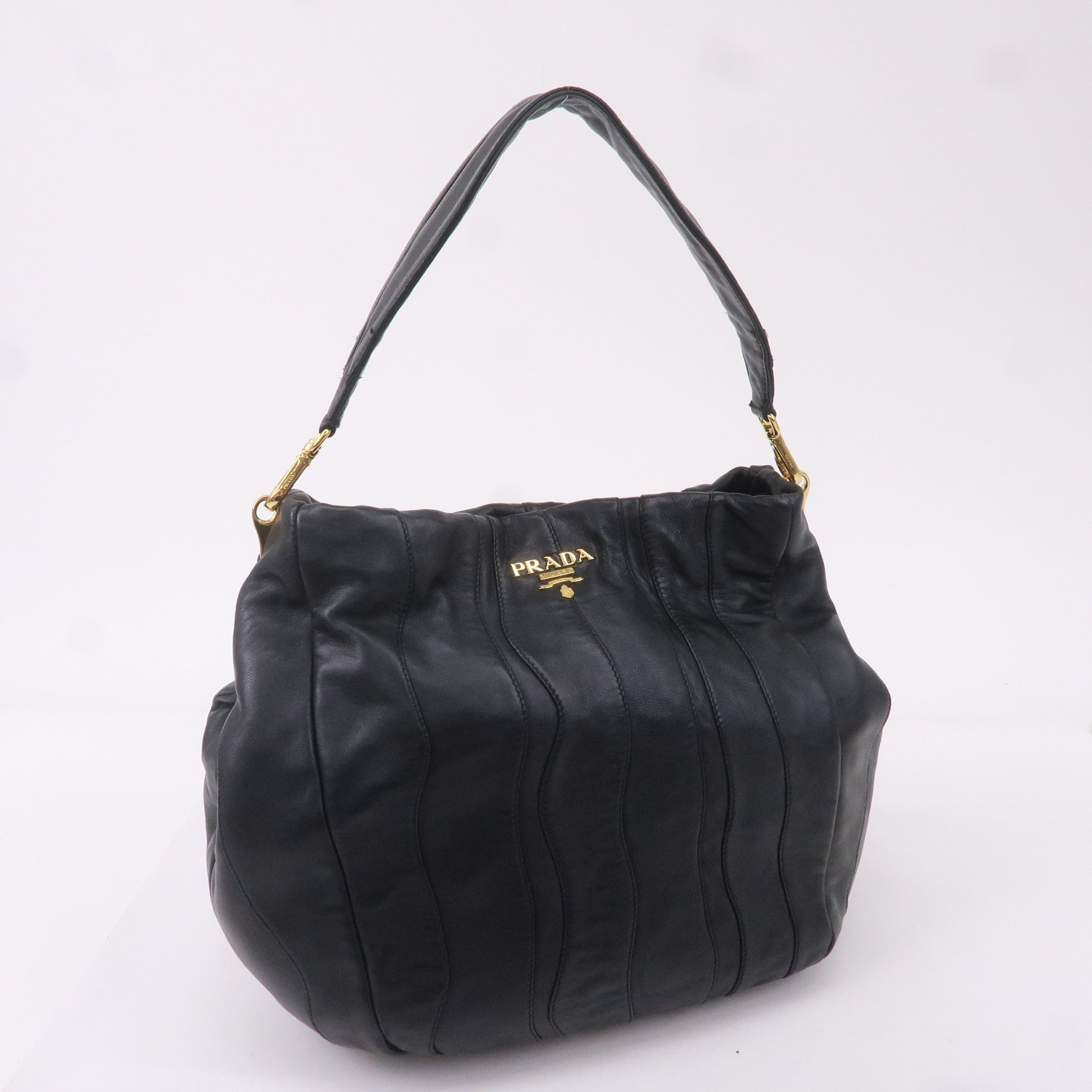 Prada Prada Leather Shoulder Bag Hand Bag Black New