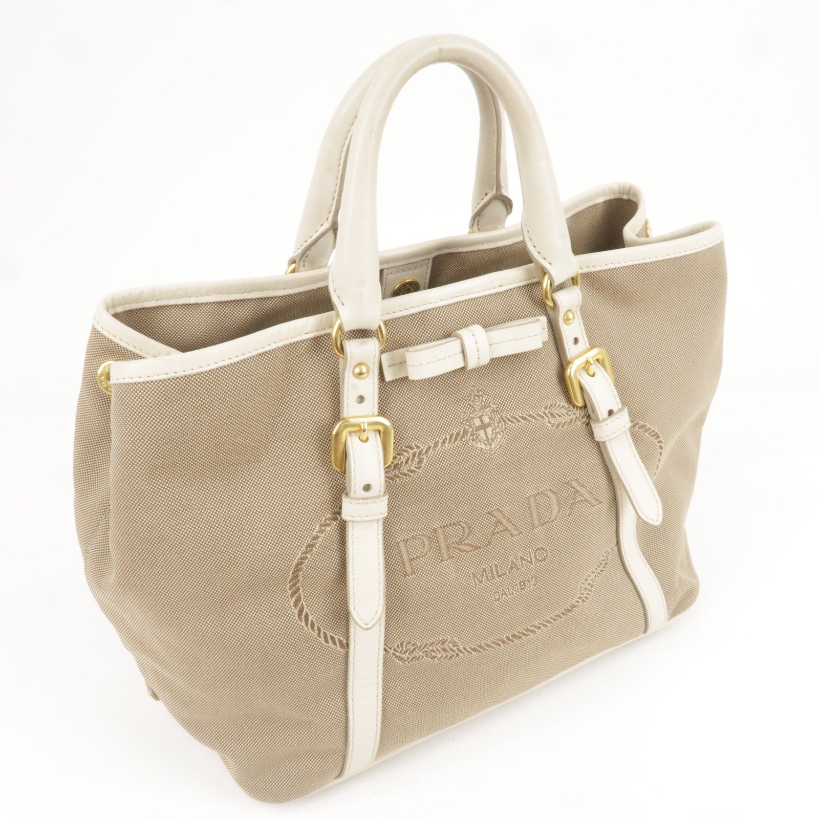 Prada Prada Logo Jacquard Leather 2Way Bag Hand Bag Travel Bag