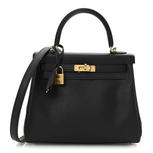 Hermes Swift Kelly Retourne Handbag Black Travel Bag