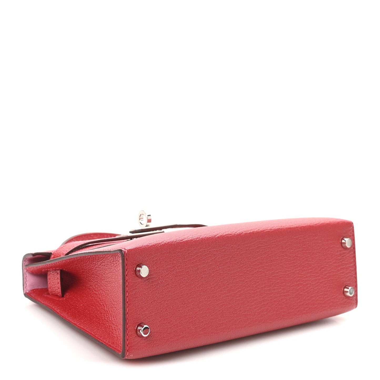 Hermes Chevre Mysore Verso Kelly Sellier Rouge Cas Ue Mini Travel Bag