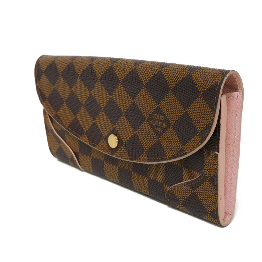 Louis Vuitton Long Purse N61227 Damier grained Leather Canvas Brown Pink Wallet Case