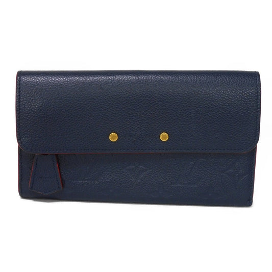 Louis Vuitton Long Purse M62127 Implant embossed Monogram Leather Red Navy Wallet Case