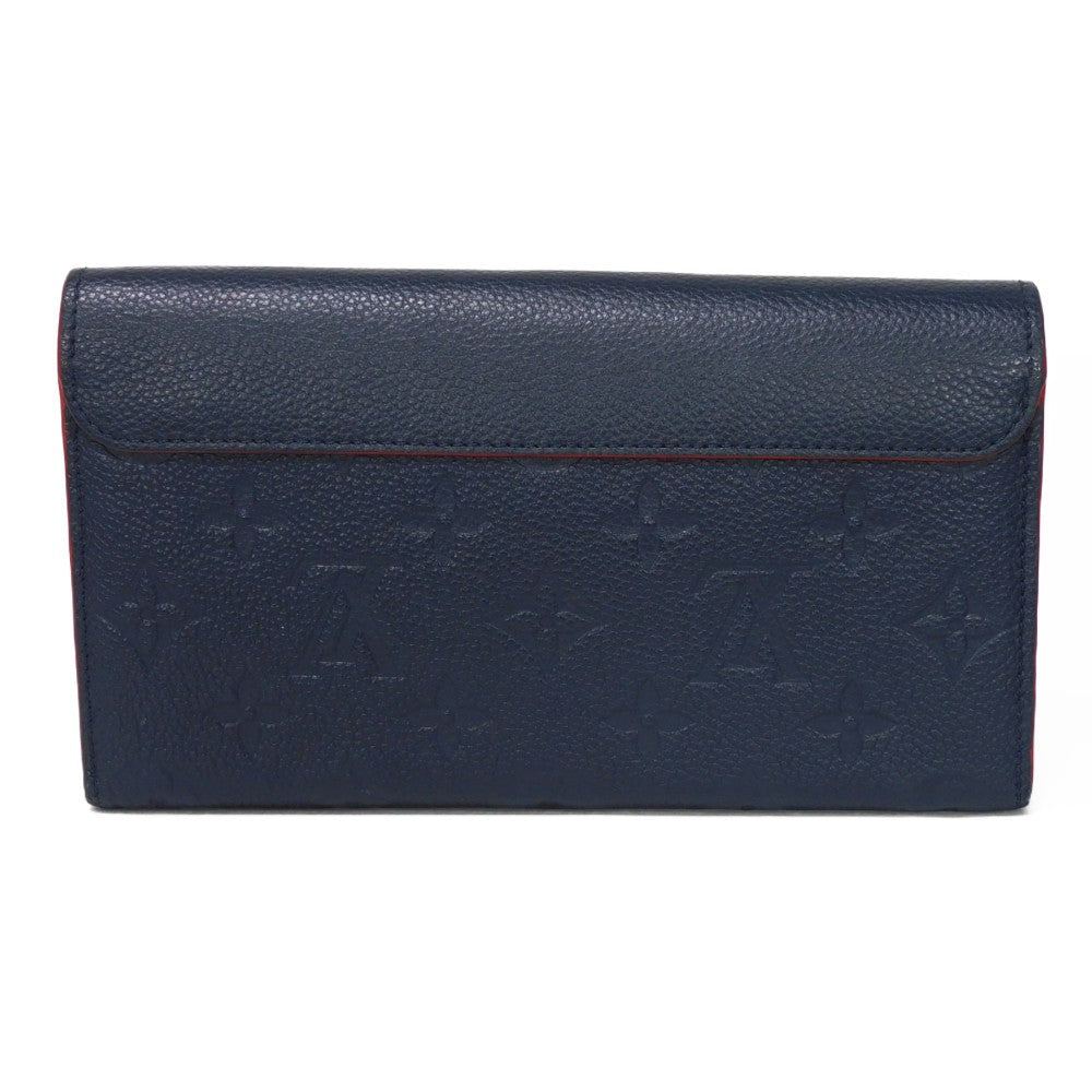 Louis Vuitton Long Purse M62127 Implant embossed Monogram Leather Red Navy Wallet Case