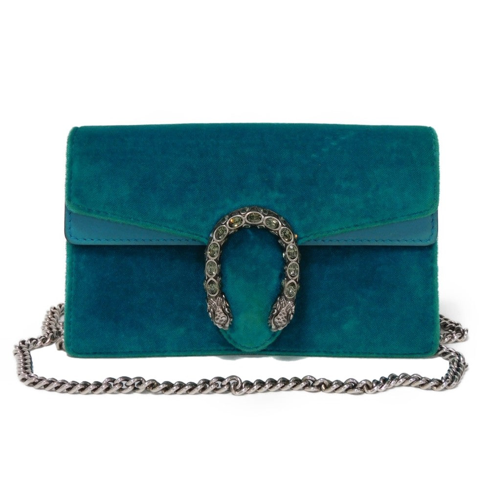 Gucci K4DNN velvet Turquoise Tiger Head Mini Shoulder Bag