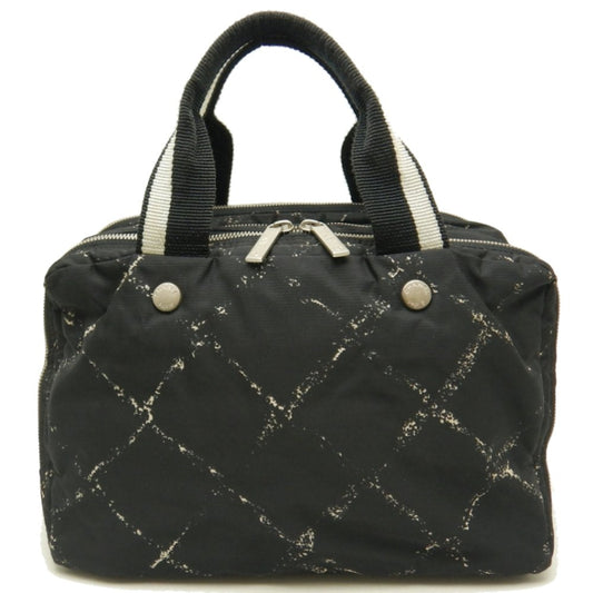 Chanel Travel Line Boston Bag Handbag Nylon Black Travel Bag