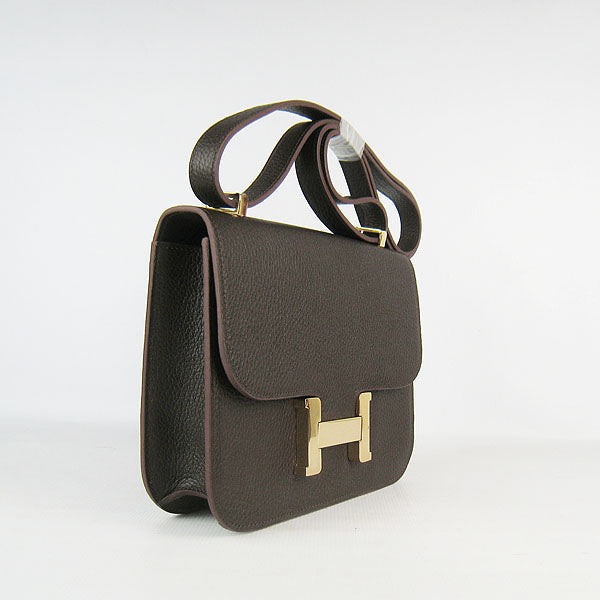 Hermes Luxury Constance Cowskin Bag H Dark Coffee Leather Gold Travel Bag