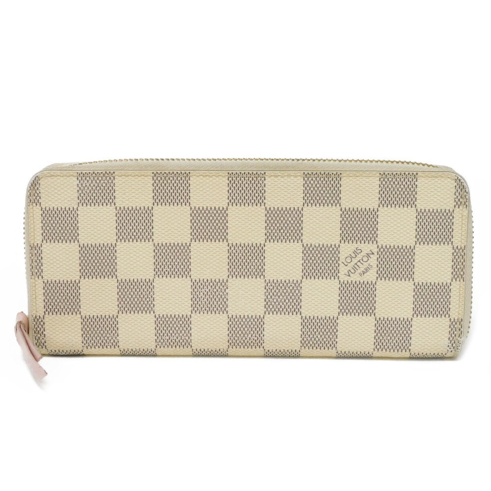Louis Vuitton Long Purse N61264 Damier Azur Leather Canvas Logo Wallet Case