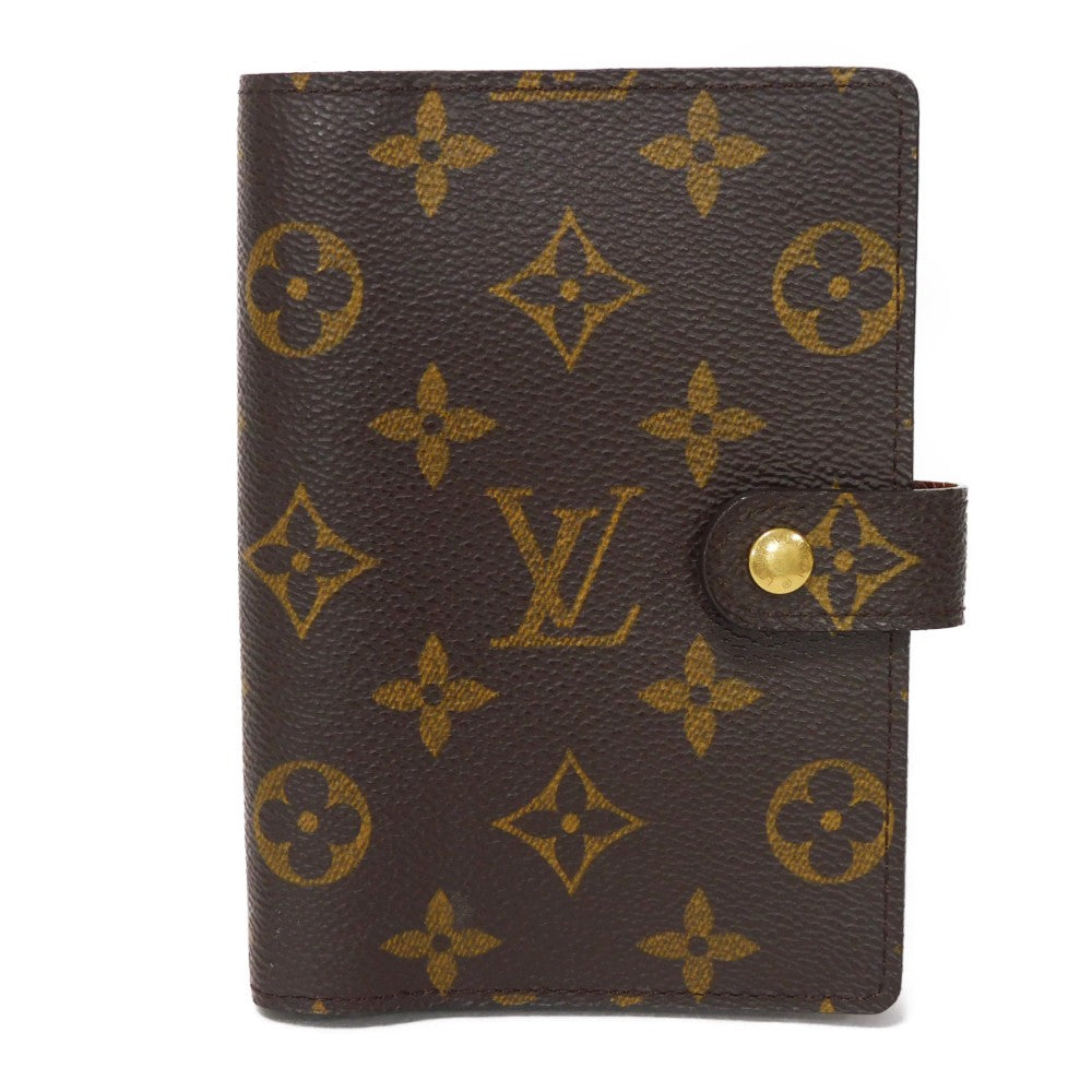 Louis Vuitton Notebook cover R20005 x grain Monogram Leather Canvas Brown Wallet Case