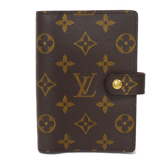Louis Vuitton Notebook cover R20005 x grain Monogram Leather Canvas Brown Wallet Case