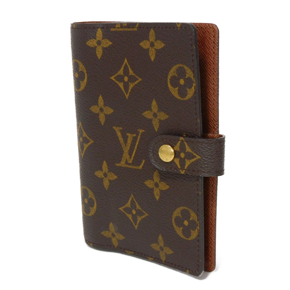 Louis Vuitton Notebook cover R20005 x grain Monogram Leather Canvas Brown Wallet Case