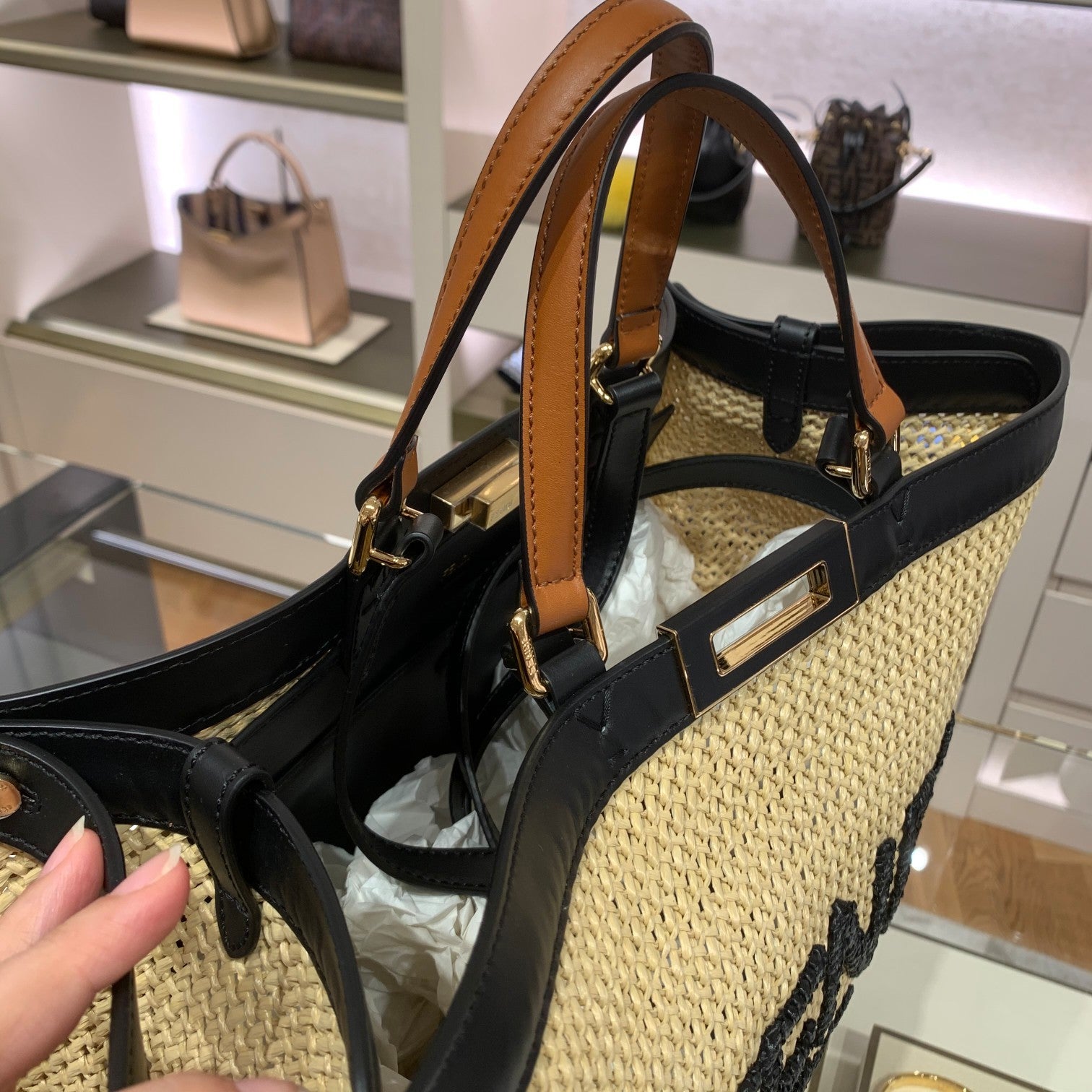 Fendi Top QualityTop Quality Peekaboo X- Woven Medium FF Tote Bag