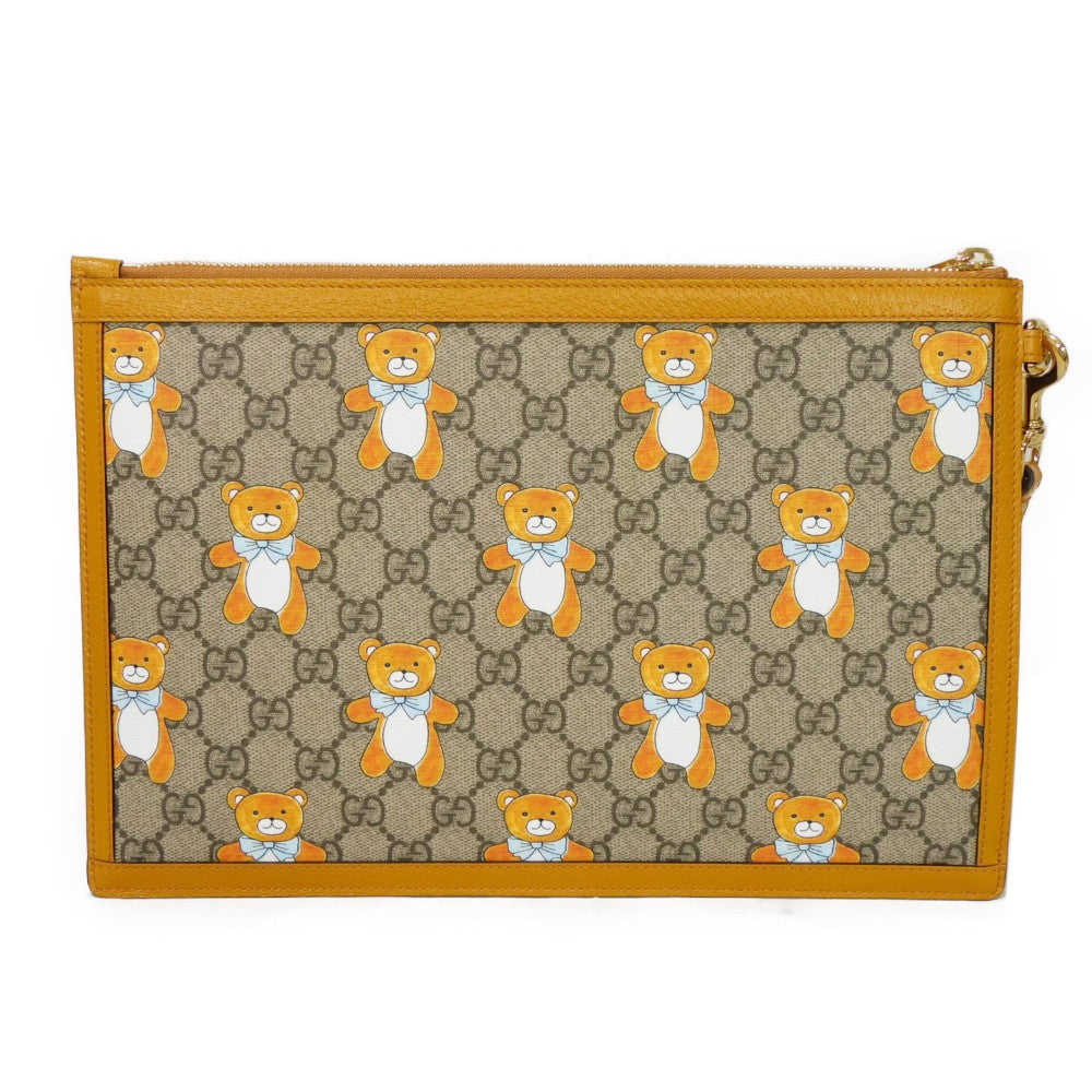 Gucci 2YLAG GG Supreme polyurethane finish Leather Canvas Calf Clutch Bag