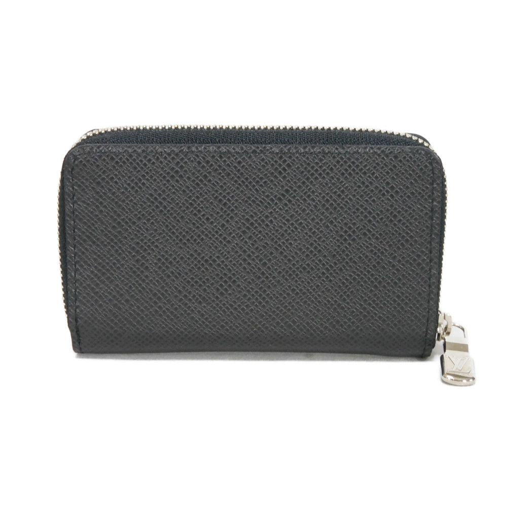 Louis Vuitton Coin M30511 Taiga embossed Noir Leather Black Logo Wallet Case