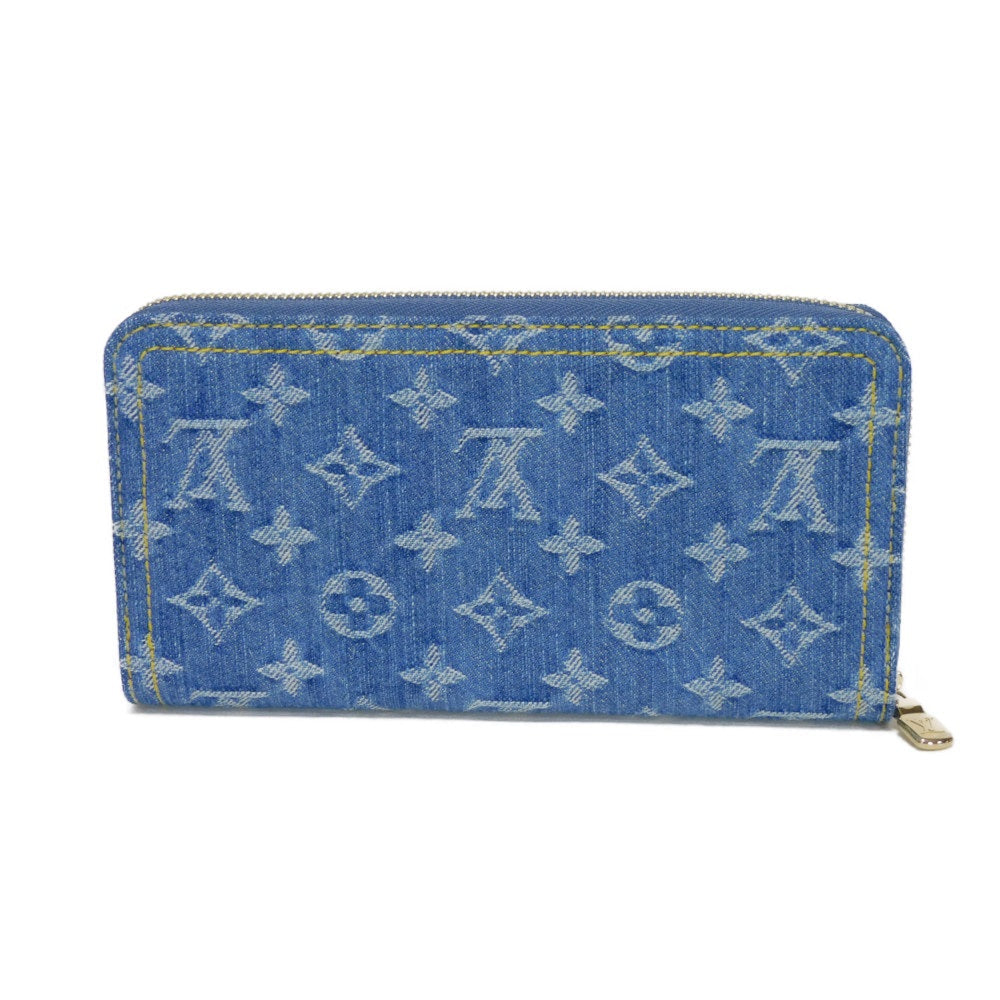Louis Vuitton Long Purse M23161 grained blue Monogram Leather Canvas Denim Wallet Case