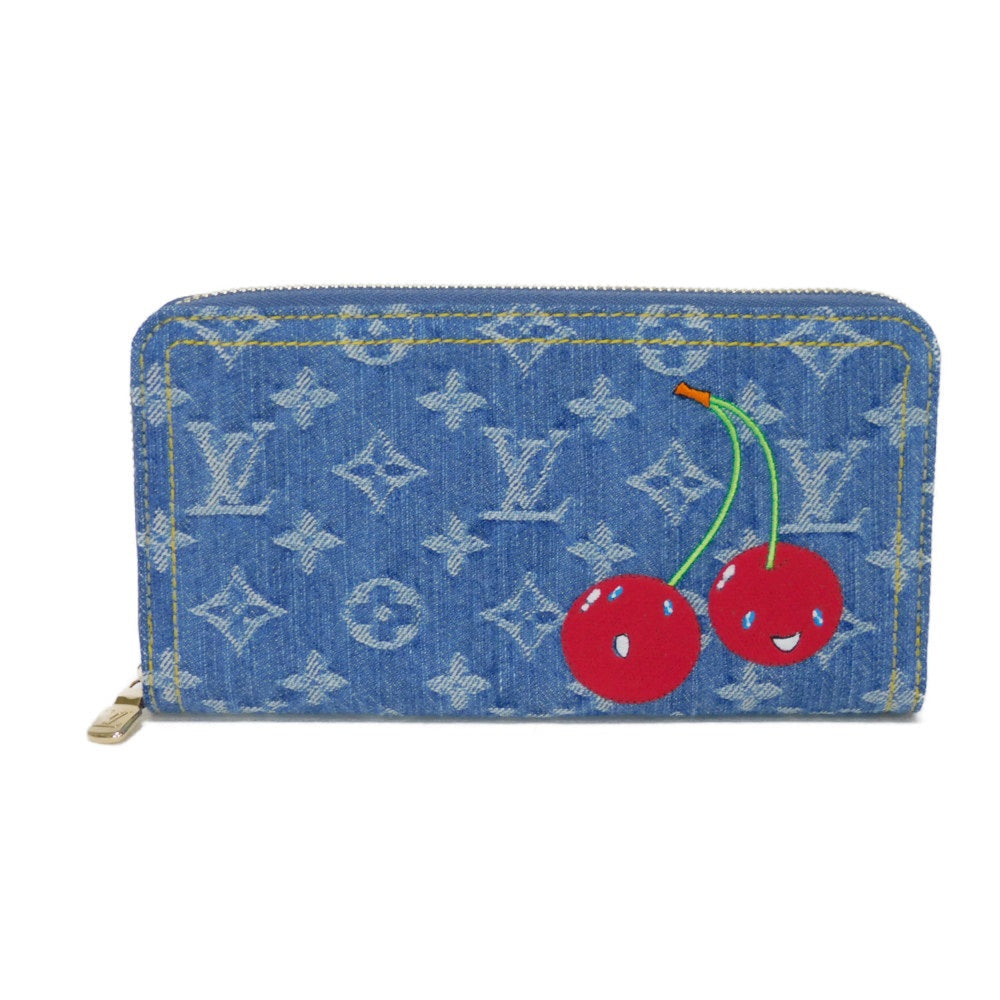 Louis Vuitton Long Purse M23161 grained blue Monogram Leather Canvas Denim Wallet Case 2