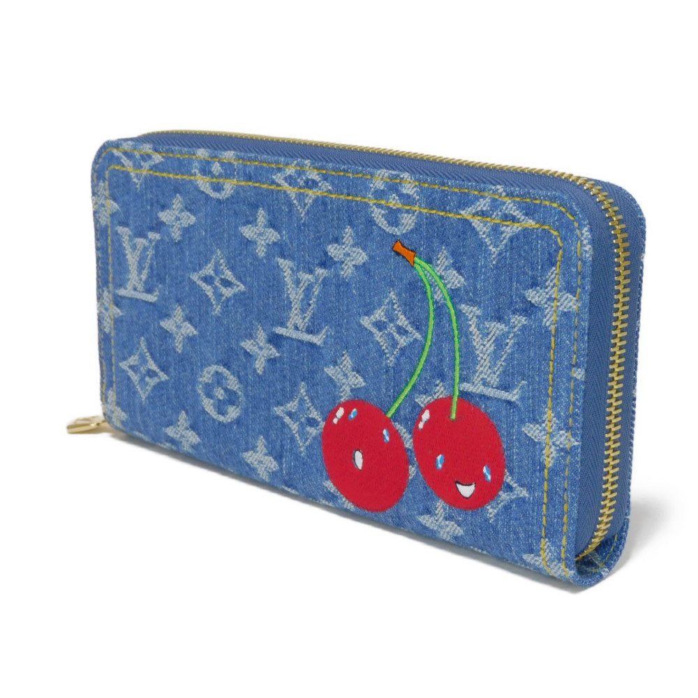 Louis Vuitton Long Purse M23161 grained blue Monogram Leather Canvas Denim Wallet Case 2
