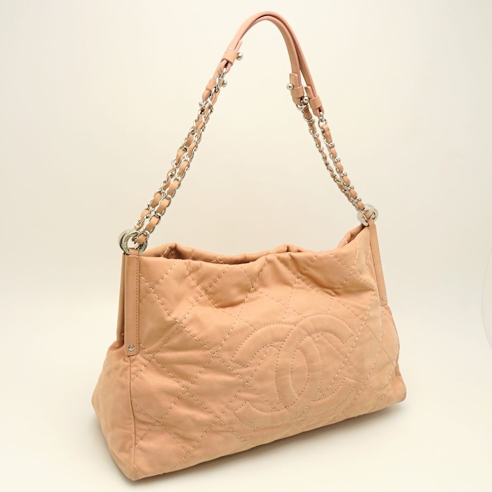 Chanel Shoulder Bag 2way Diagonal Heremark Leather Pink