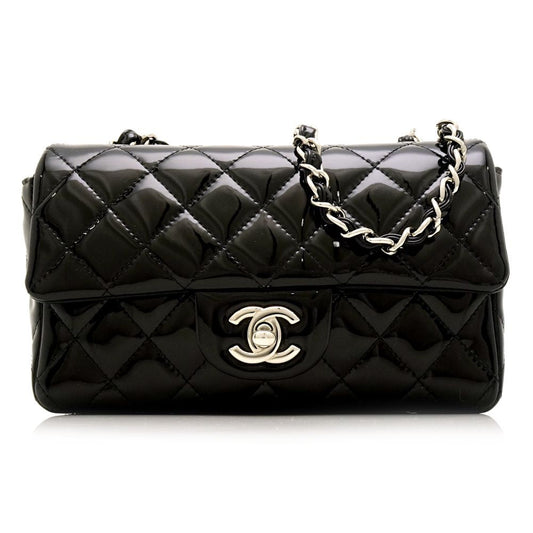 Chanel Shoulder Bag Enamel Matelasse Black