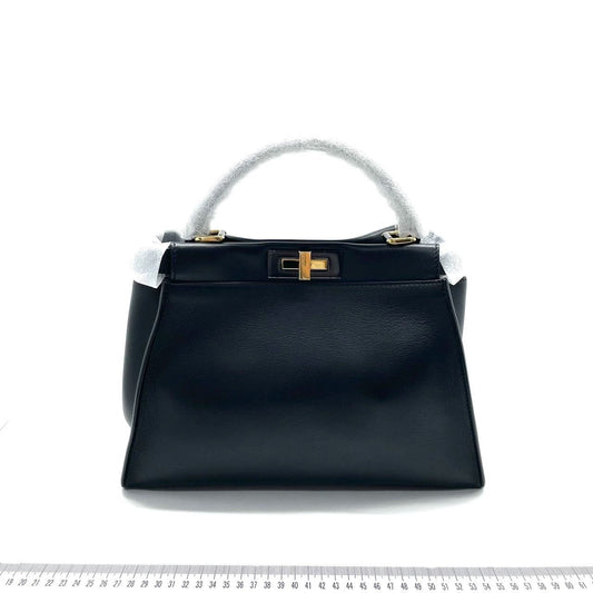 Fendi Peekaboo Never Worn Handbag Leather Black Medium Travel Bag