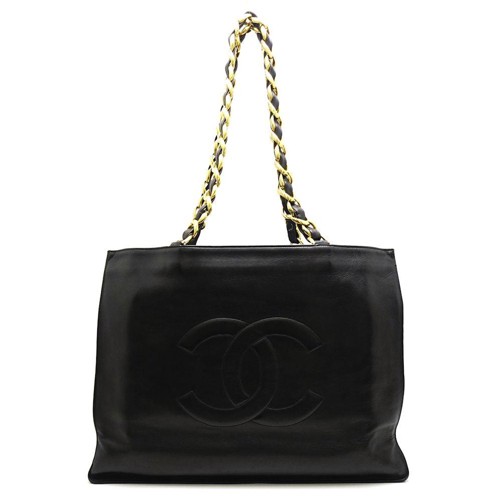 Chanel Chain Tote Bag x Hardware Leather Black
