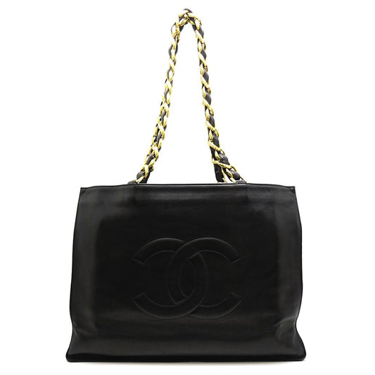 Chanel Chain Tote Bag x Hardware Leather Black