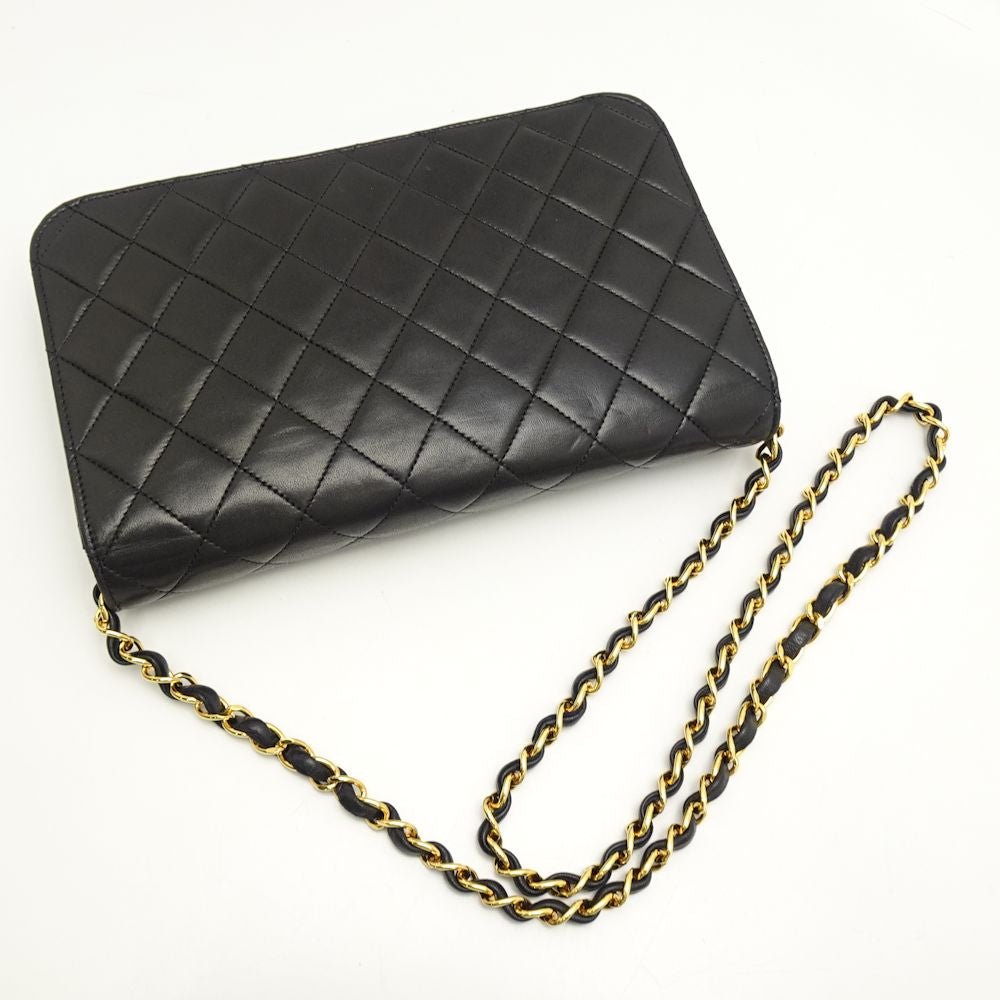 Chanel Shoulder Bag Full Flap Lambskin Matelasse Black