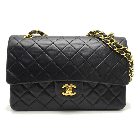 Chanel Shoulder Bag Lambskin Black Chain Flap Black