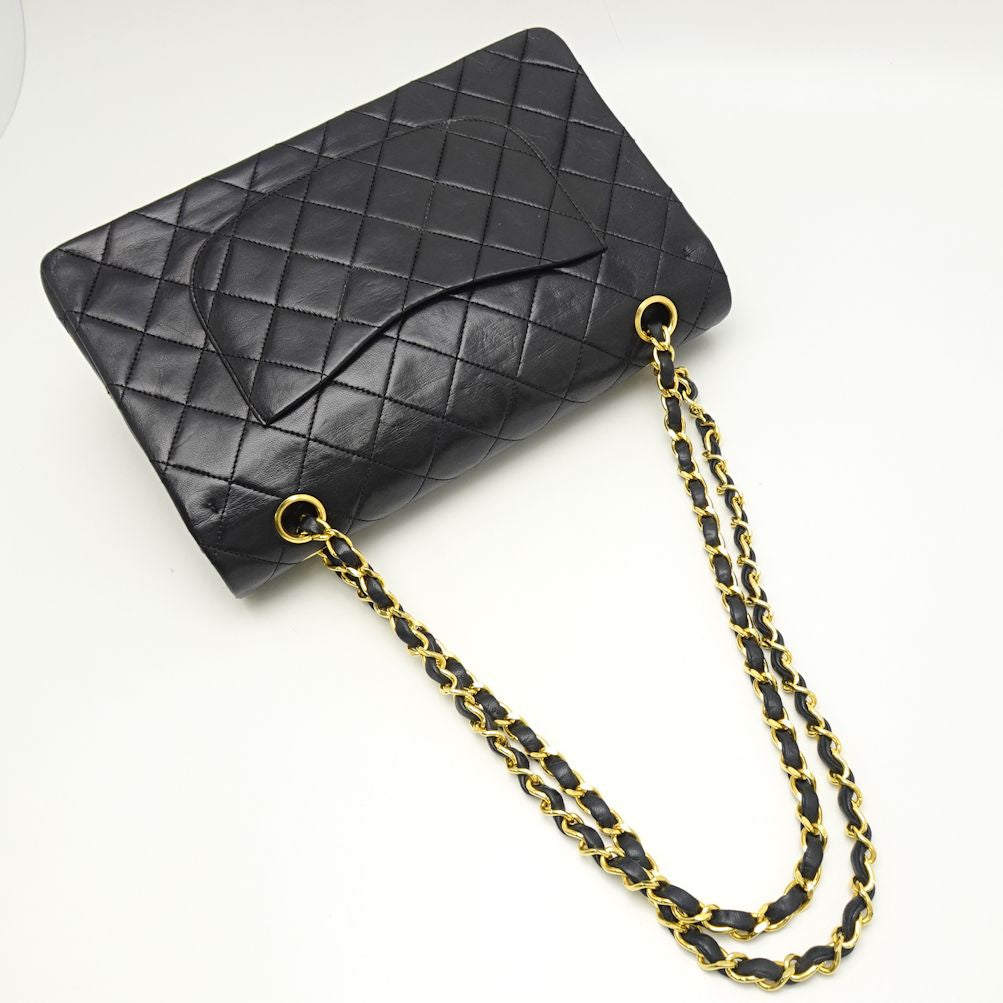 Chanel Shoulder Bag Lambskin Black Chain Flap Black