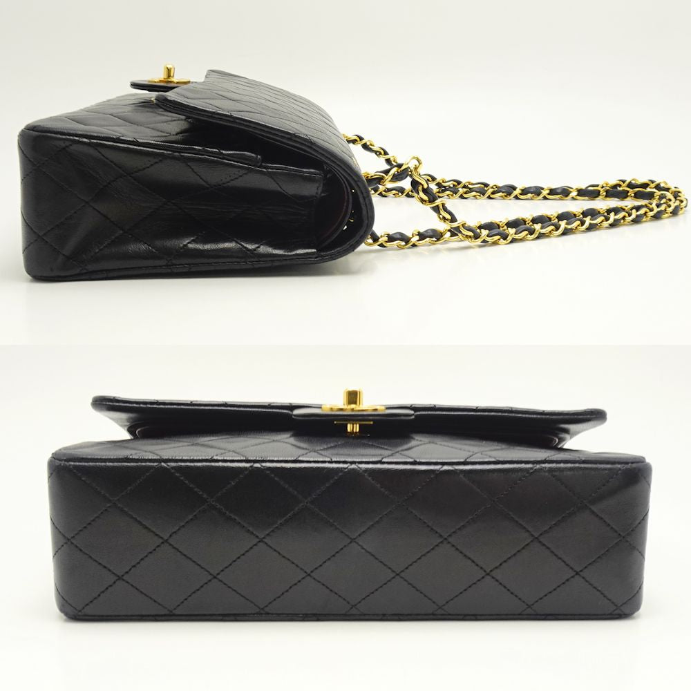 Chanel Shoulder Bag Lambskin Black Chain Flap Black