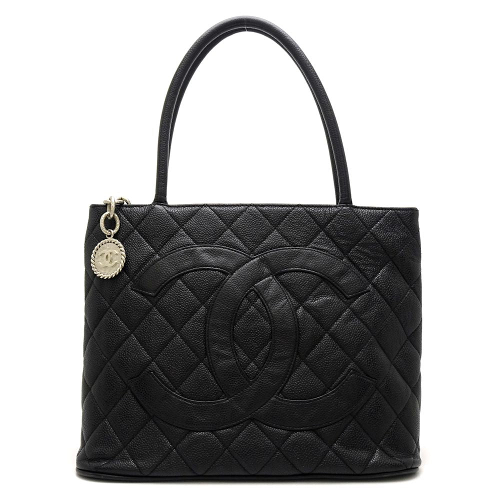 Chanel Reprint Tote Bag Caviar Skin Black Black 6