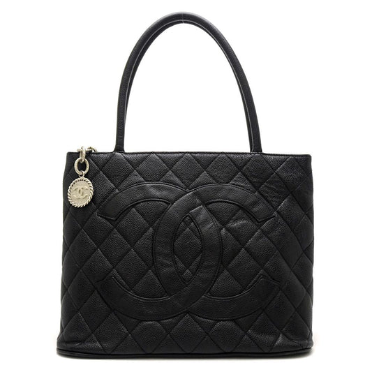 Chanel Reprint Tote Bag Caviar Skin Black Black 6