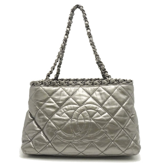 Chanel Me Tote Bag Leather Silver