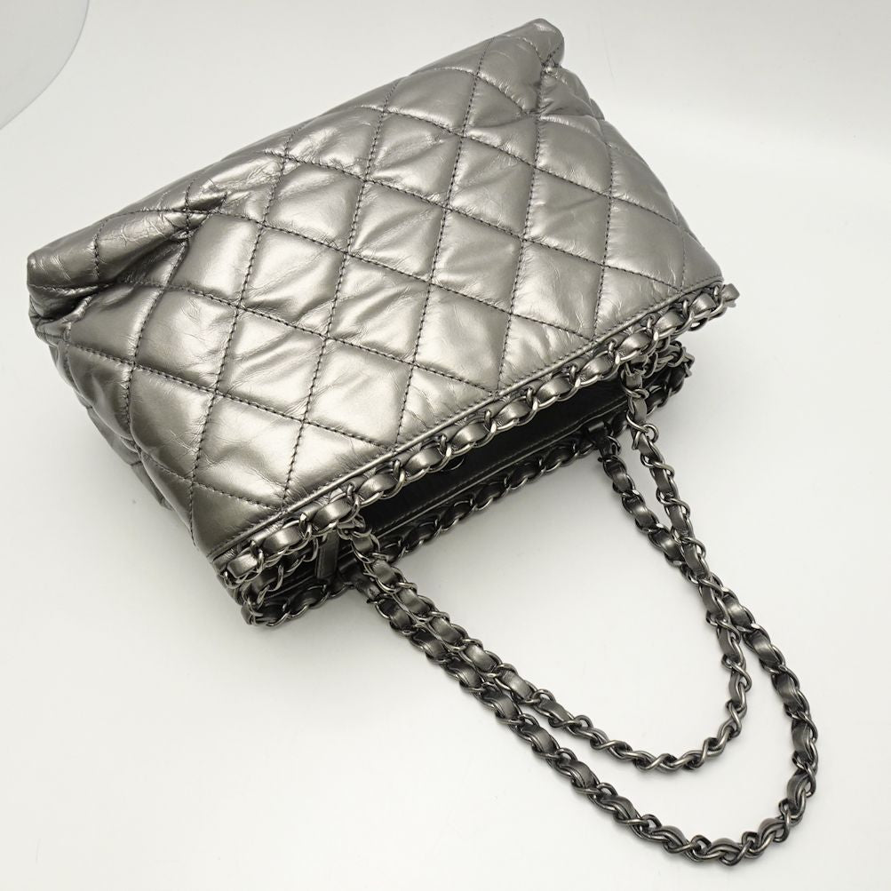 Chanel Me Tote Bag Leather Silver