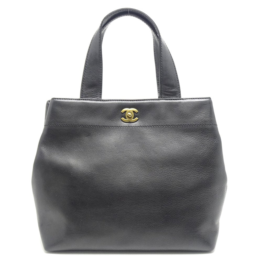 Chanel Tote Bag Calf x Metal Fittings Black Gold