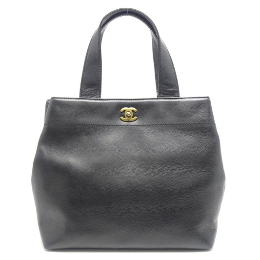 Chanel Tote Bag Calf x Metal Fittings Black Gold