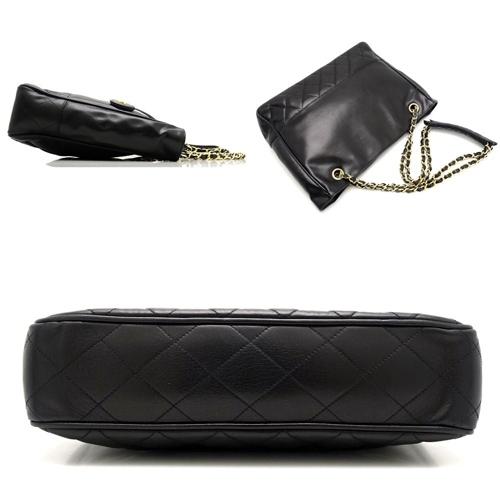 Chanel Chain Tote Bag x Metal Fittings Leather Black